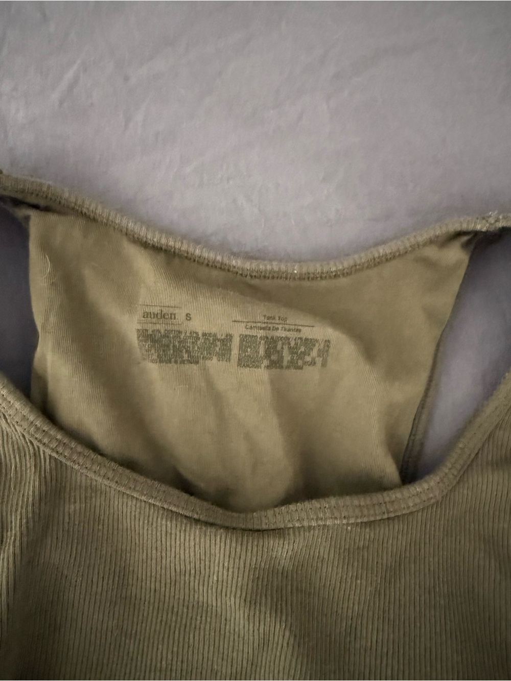 Auden Olive Ribbed Racerback Crop Tank - Picture 2 of 2